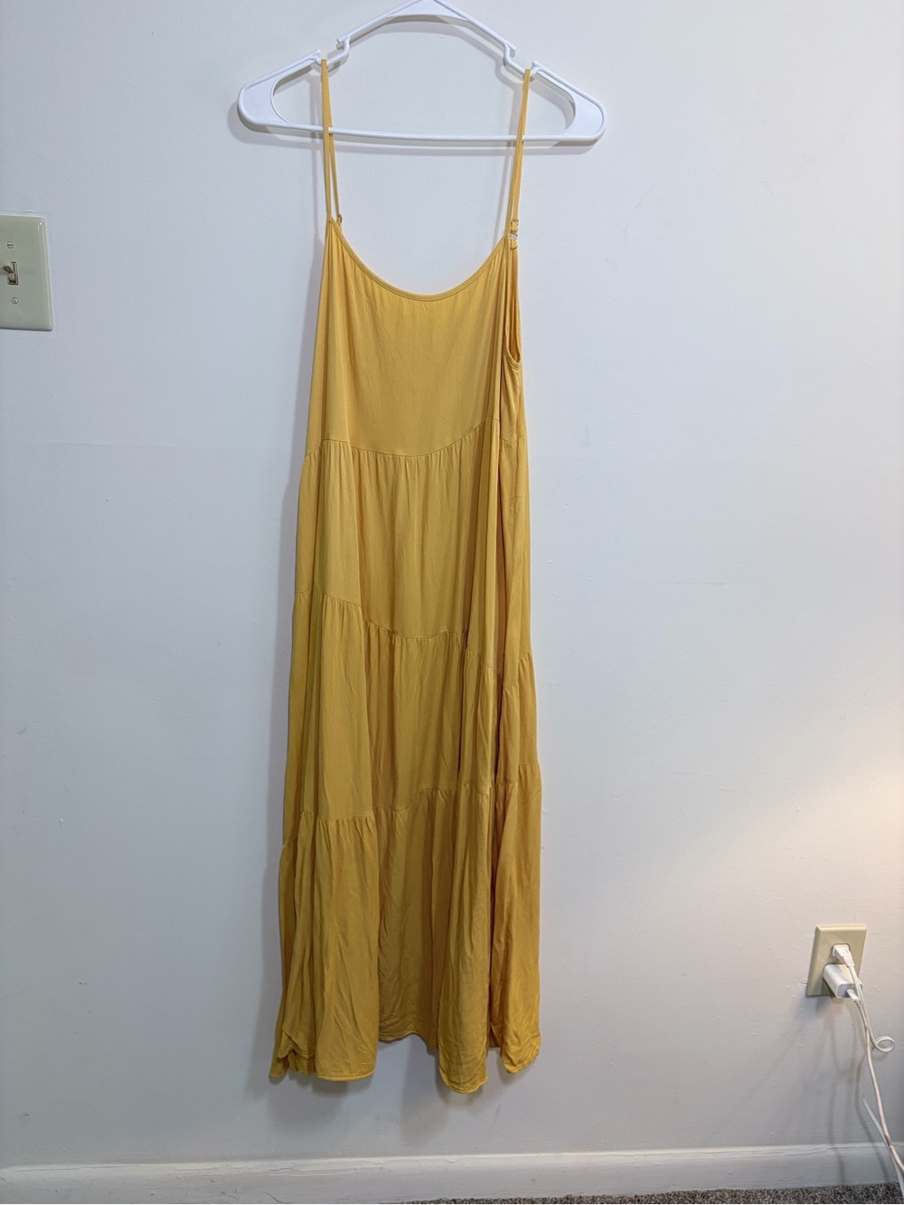 ANRABESS Mustard Yellow Tiered Maxi Dress Size L